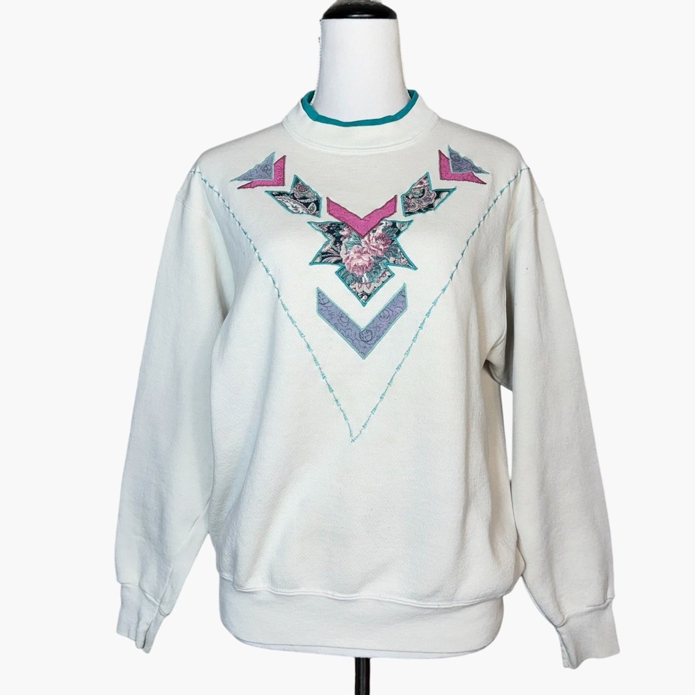 VTG 90s Native American Southwestern Granny Crewneck Sweatshirt M Tapestry Y2K
